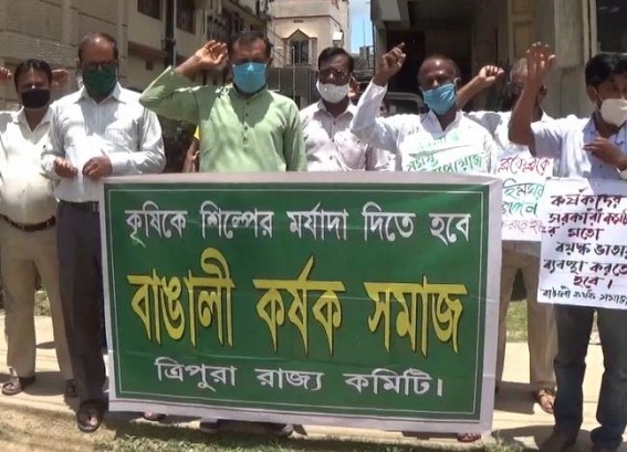 Bangali Krishak Samaj Protests in Tripura showing solidarity with farmers' protest at Delhi